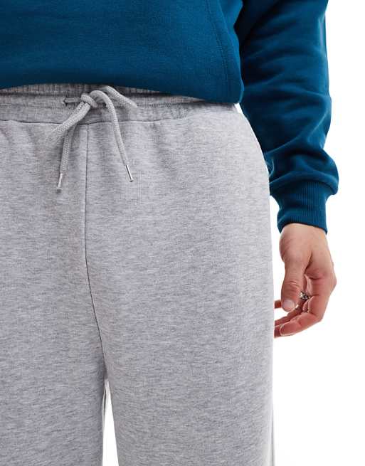 Asos ASOS DESIGN Straight Leg Joggers In Grey Marl With White Side Tape