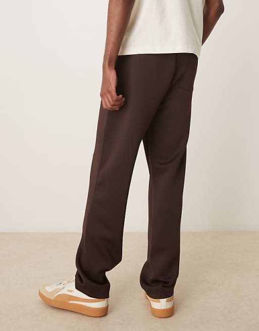 Asos ASOS DESIGN Straight Leg Scuba Jogger In Brown