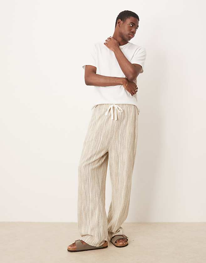 asos ASOS DESIGN straight leg textured joggers in sage green