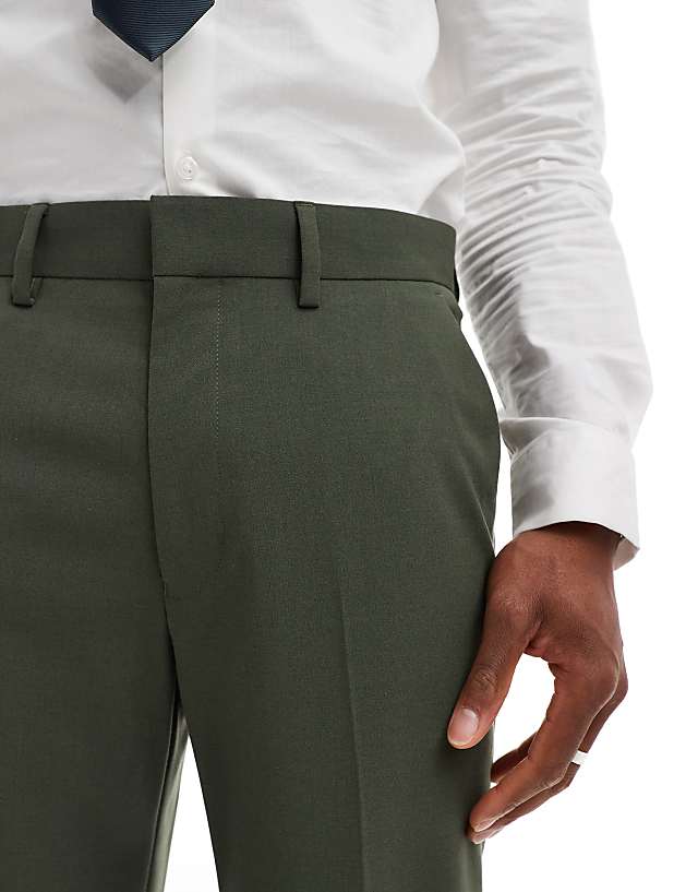 Asos ASOS DESIGN Straight Suit Trouser In Dark Green