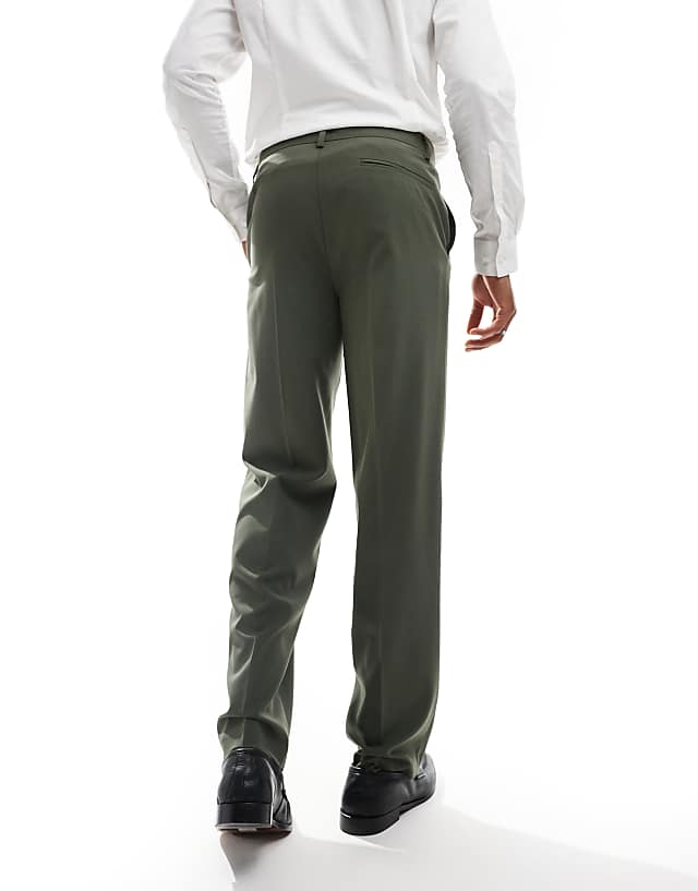Asos ASOS DESIGN Straight Suit Trouser In Dark Green