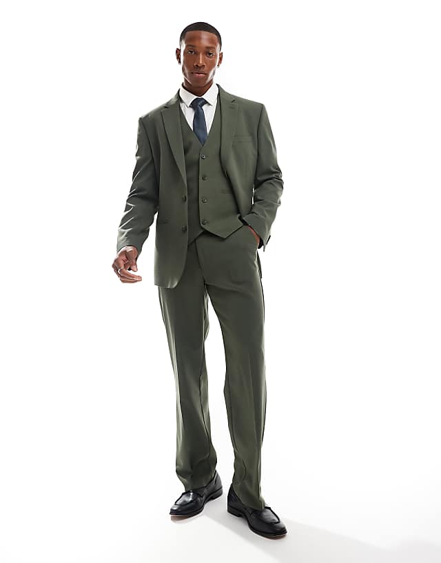 asos ASOS DESIGN straight suit trouser in dark green