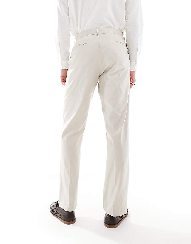 Asos ASOS DESIGN Straight With Linen Suit Trouser In Stone