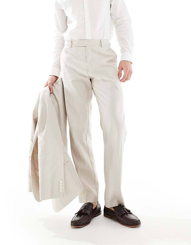 asos ASOS DESIGN straight with linen suit trouser in stone