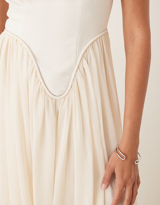 Asos ASOS DESIGN Structured Cross Back Maxi Dress In Buttermilk