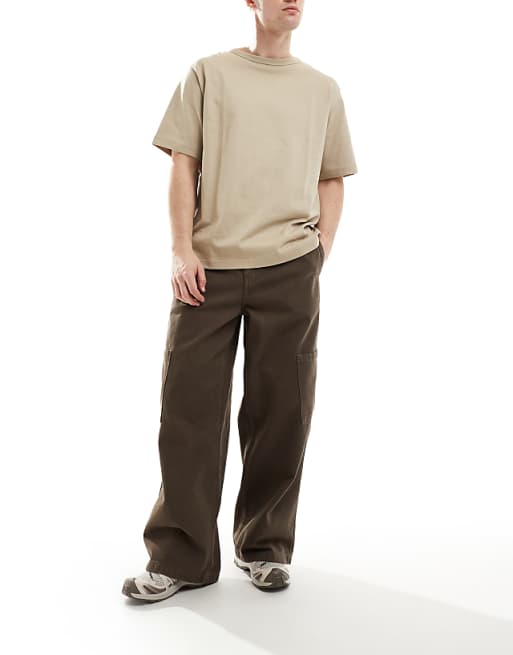 Asos ASOS DESIGN Super Baggy Cargo Trousers In Brown