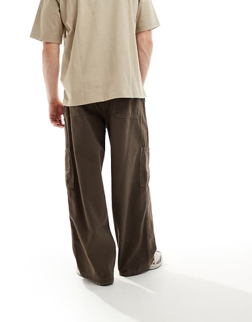 Asos ASOS DESIGN Super Baggy Cargo Trousers In Brown