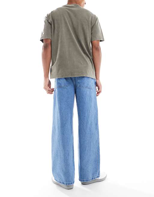 Asos ASOS DESIGN Super Baggy Carpenter Jeans In Indigo Wash