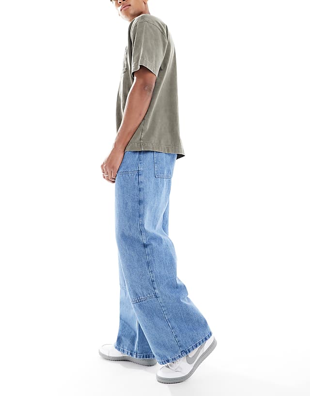 Asos ASOS DESIGN Super Baggy Carpenter Jeans In Indigo Wash