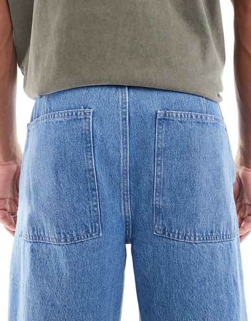 Asos ASOS DESIGN Super Baggy Carpenter Jeans In Indigo Wash