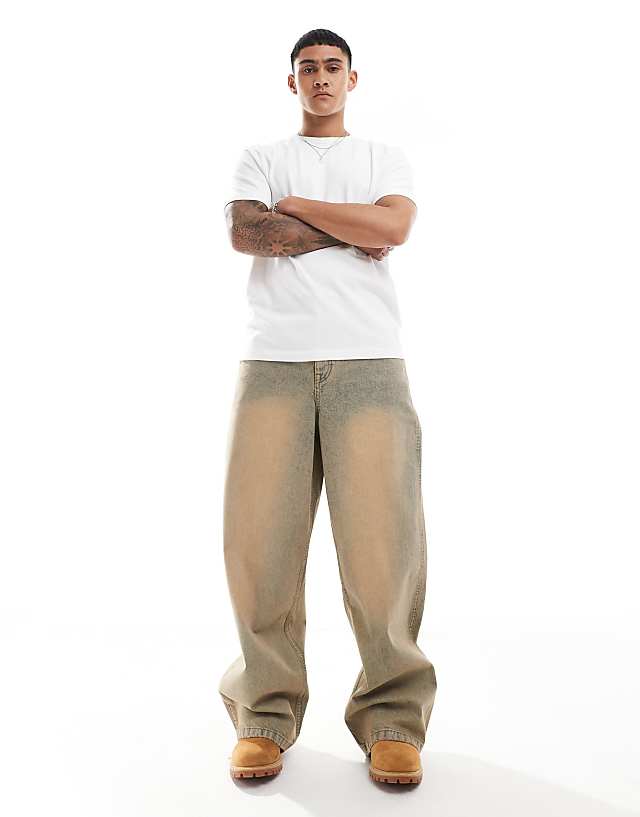 asos ASOS DESIGN super baggy fit jeans in orange tint