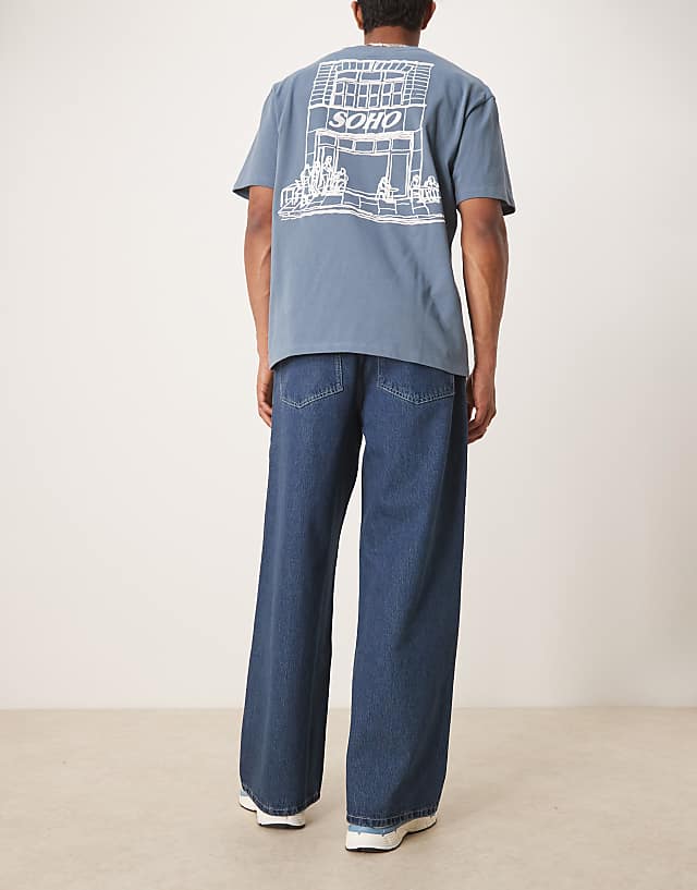 Asos ASOS DESIGN Super Baggy Jeans With Pleat Details In Indigo Wash
