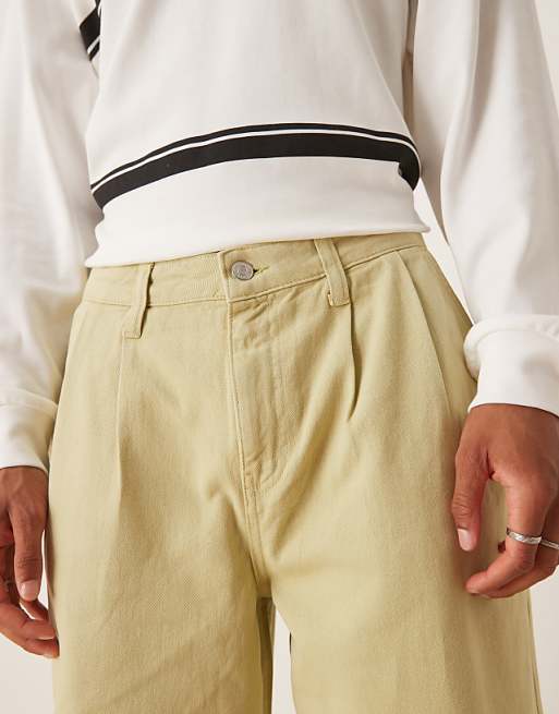 Asos ASOS DESIGN Super Baggy Jeans With Pleats In Green