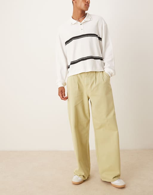 asos ASOS DESIGN super baggy jeans with pleats in green