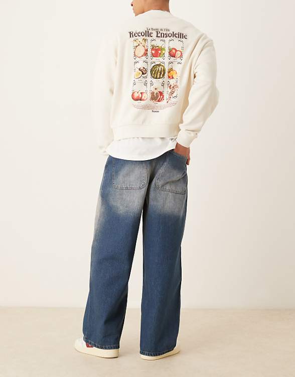 Asos ASOS DESIGN Super Baggy Jeans With Raw Edge In Washed Indigo