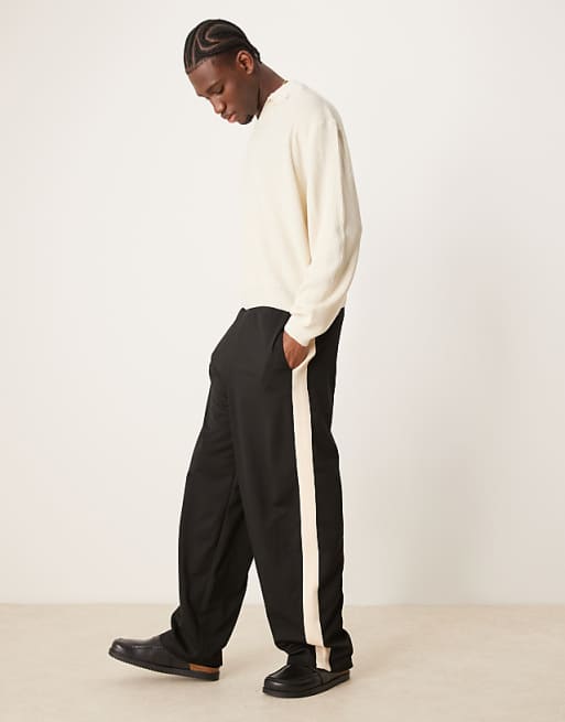 asos ASOS DESIGN super baggy jogger with taping in black