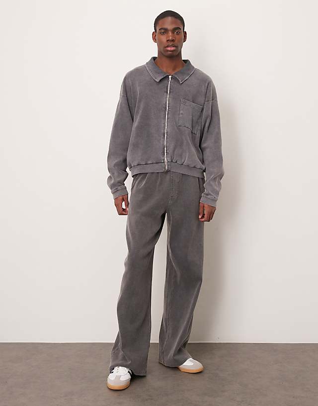 asos ASOS DESIGN super baggy joggers with ribbed texture in washed black