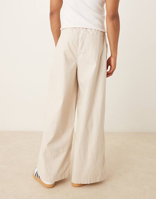 Asos ASOS DESIGN Super Baggy Linen Blend Trousers In Stone