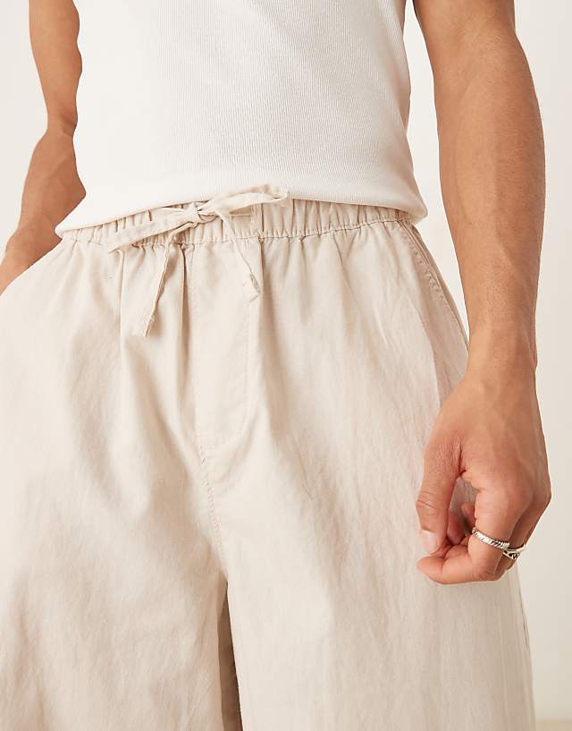 Asos ASOS DESIGN Super Baggy Linen Blend Trousers In Stone
