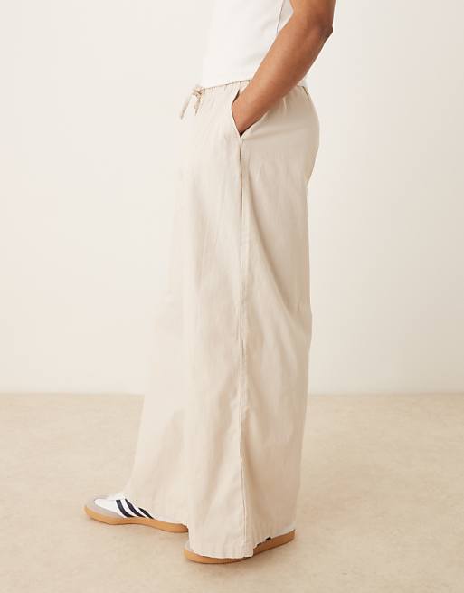 Asos ASOS DESIGN Super Baggy Linen Blend Trousers In Stone