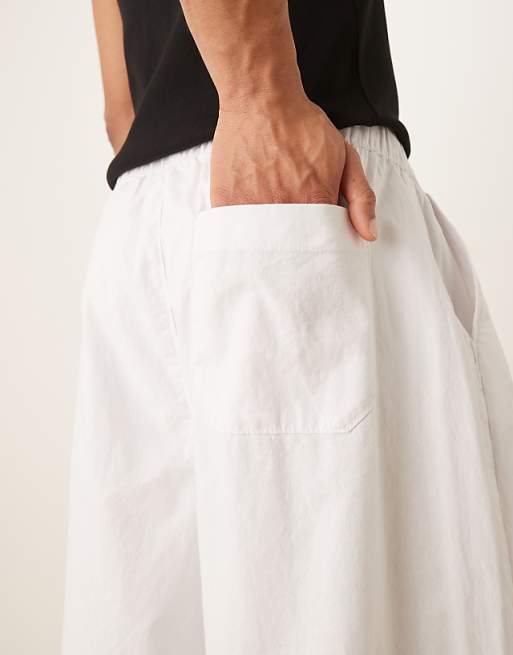 Asos ASOS DESIGN Super Baggy Linen Blend Trousers In White