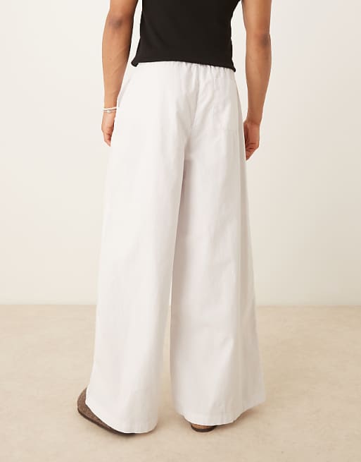 Asos ASOS DESIGN Super Baggy Linen Blend Trousers In White