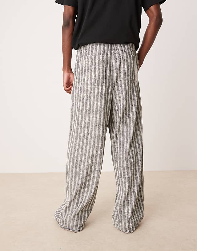 Asos ASOS DESIGN Super Baggy Loopback Stripe Joggers In Grey Marl