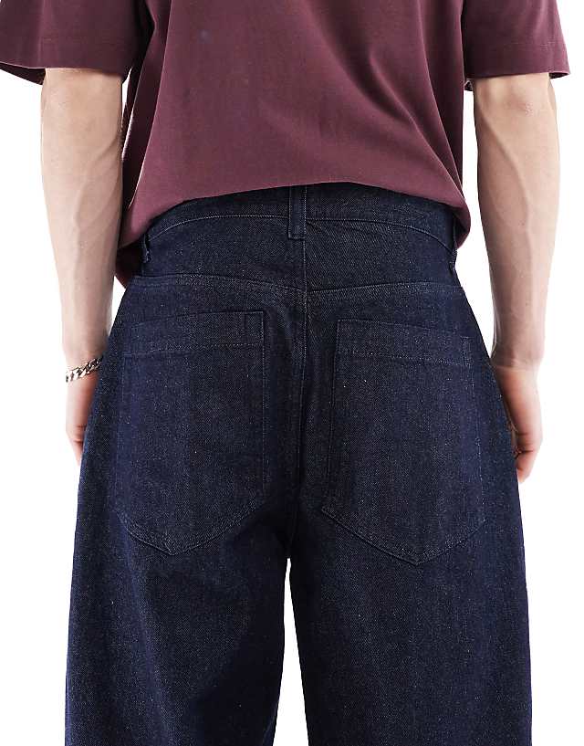 Asos ASOS DESIGN Super Baggy Pleated Jeans In Rinse Wash Blue