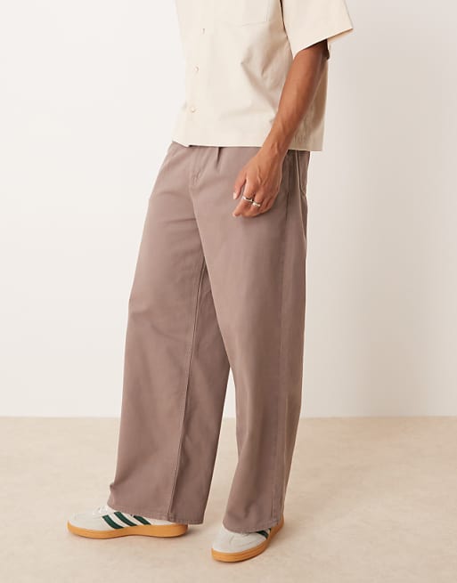 Asos ASOS DESIGN Super Baggy Pleated Trouser In Brown