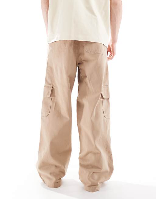 Asos ASOS DESIGN Super Baggy Pull On Cargo In Beige