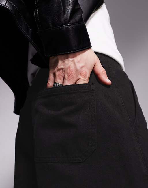 Asos ASOS DESIGN Super Baggy Pull On Cargo Trouser In Black