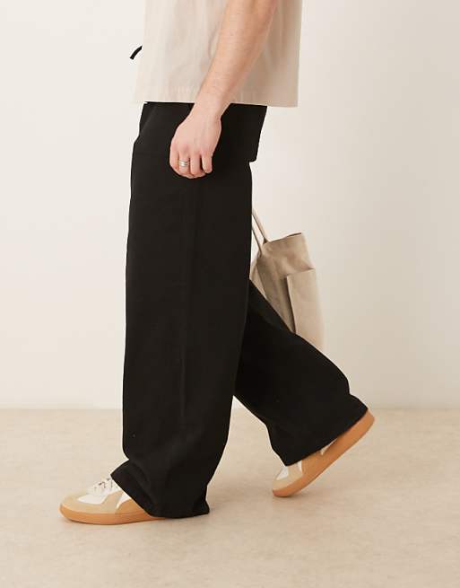 Asos ASOS DESIGN Super Baggy Pull On Fatigue Trouser With Darts In Black