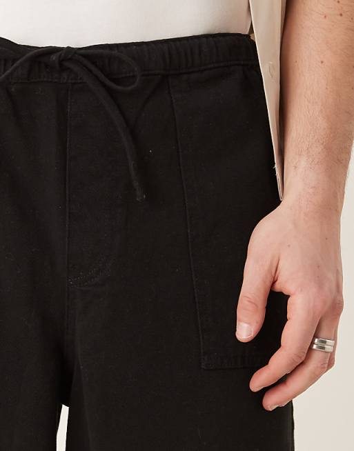 Asos ASOS DESIGN Super Baggy Pull On Fatigue Trouser With Darts In Black