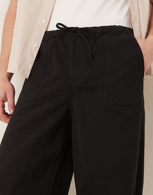 Asos ASOS DESIGN Super Baggy Pull On Fatigue Trouser With Darts In Black