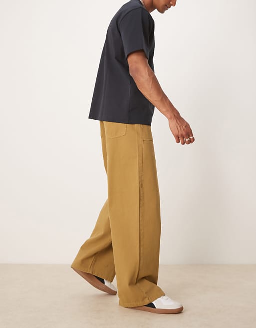 Asos ASOS DESIGN Super Baggy Pull On Fatigue Trouser With Darts In Tan