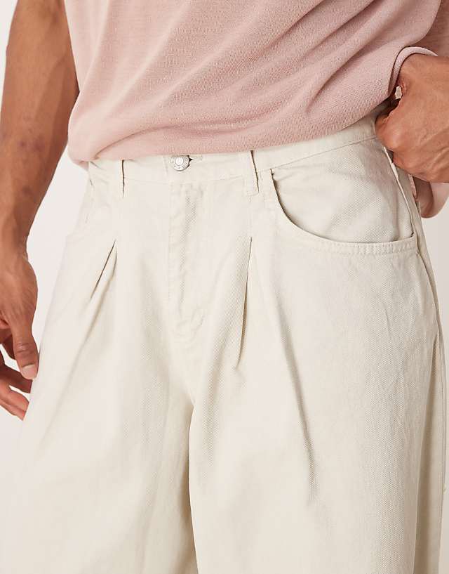 Asos ASOS DESIGN Super Baggy Trouser With Pleat Detail In Ecru