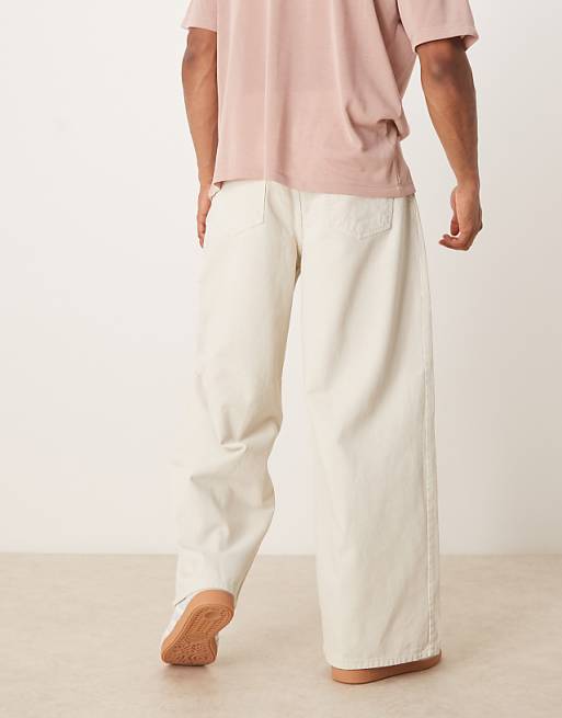 Asos ASOS DESIGN Super Baggy Trouser With Pleat Detail In Ecru