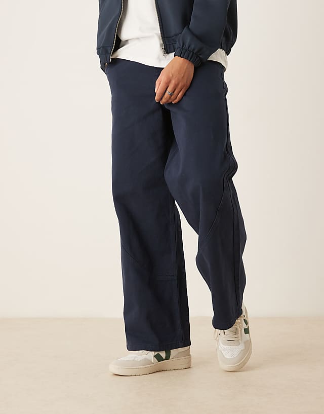 Asos ASOS DESIGN Super Baggy Trouser With Seam Detail In Navy