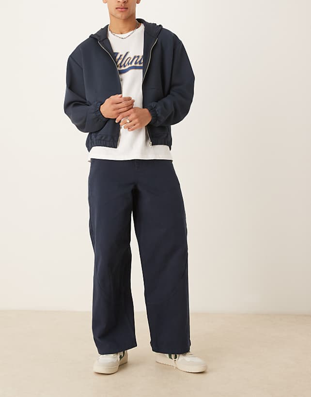 asos ASOS DESIGN super baggy trouser with seam detail in navy