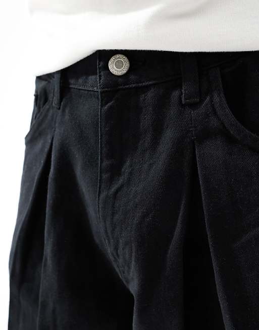 Asos ASOS DESIGN Super Baggy Trousers In Black With Pleat Detailing