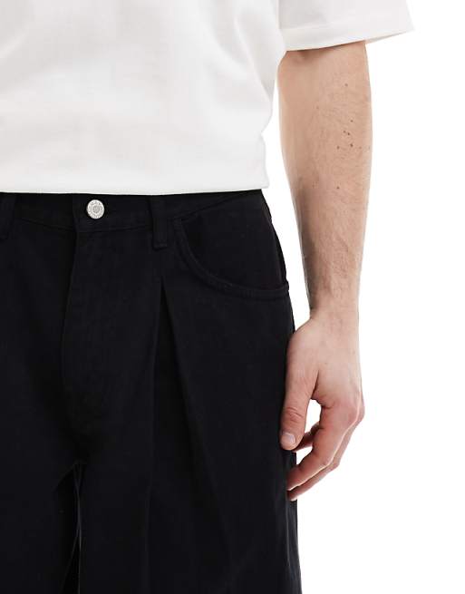 Asos ASOS DESIGN Super Baggy Trousers In Black With Pleat Detailing
