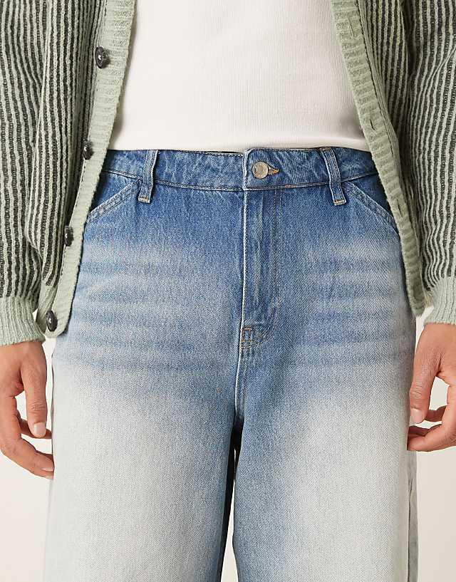 Asos ASOS DESIGN Super Baggy With Extreme Side Blasting In Mid Blue Wash