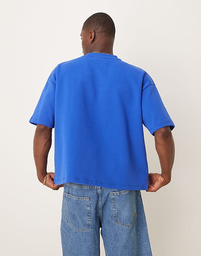 Asos ASOS DESIGN Super Heavyweight Boxy Oversized T-shirt Inblue With Sports Graphic
