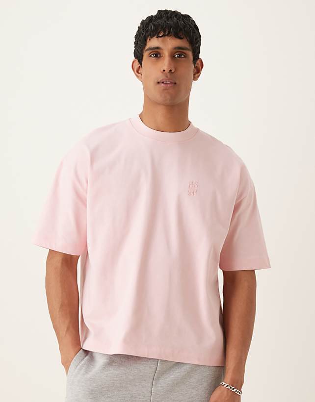 asos ASOS DESIGN super heavyweight oversized boxy t-shirt in pink - PINK