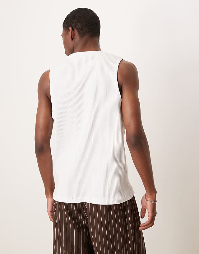 Asos ASOS DESIGN Super Heavyweight Rib Crew Neck Tank In White