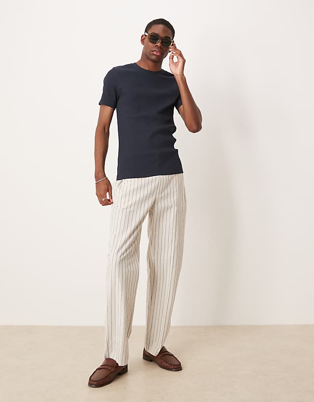 Asos ASOS DESIGN Super Heavyweight Rib Muscle Fit T-shirt In Navy
