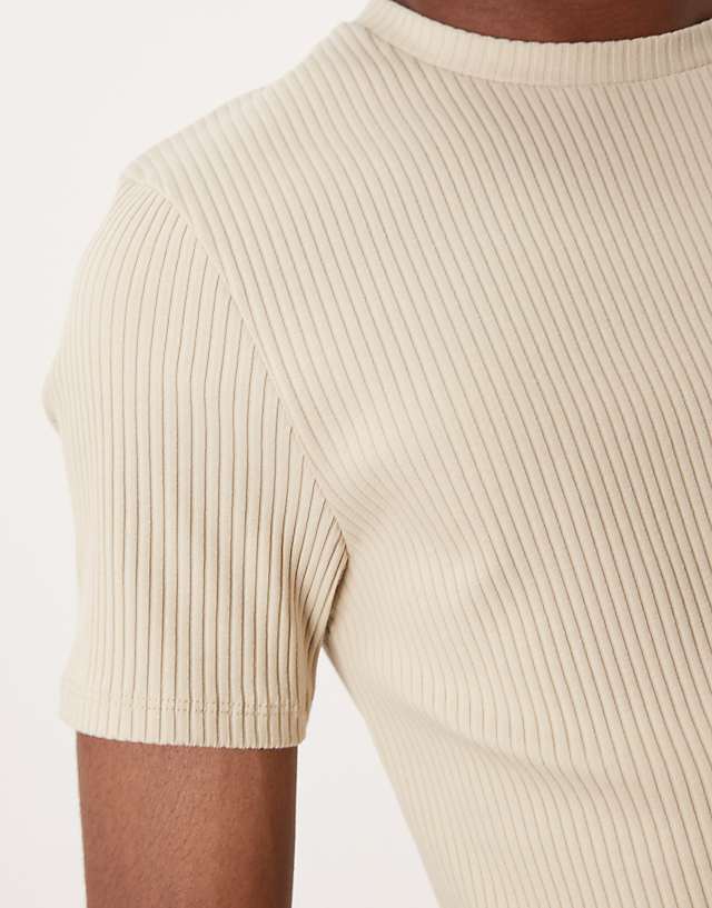Asos ASOS DESIGN Super Heavyweight Rib Muscle Fit T-shirt In Beige