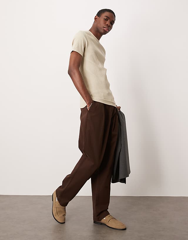 Asos ASOS DESIGN Super Heavyweight Rib Muscle Fit T-shirt In Beige