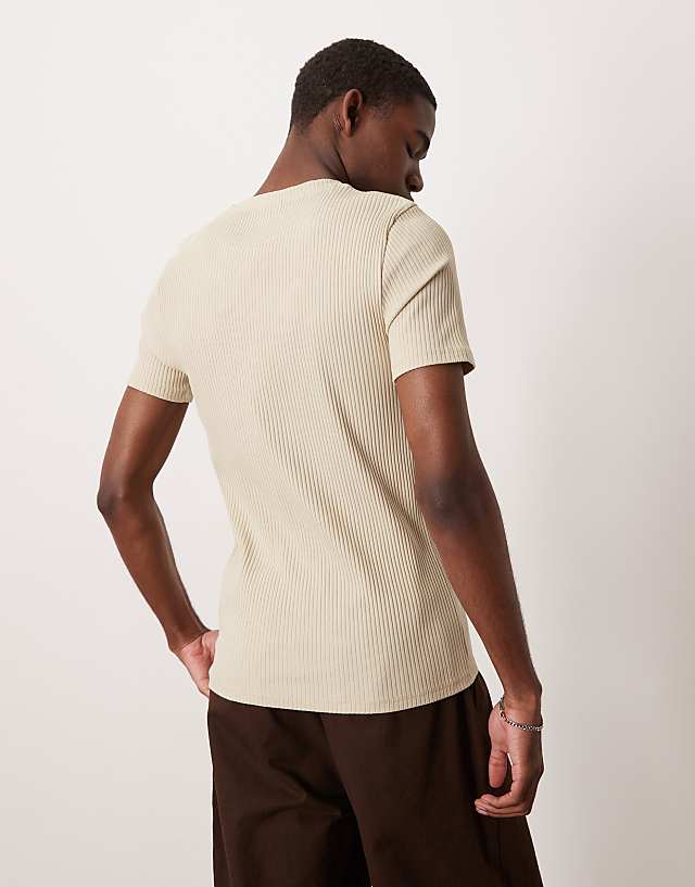 Asos ASOS DESIGN Super Heavyweight Rib Muscle Fit T-shirt In Beige