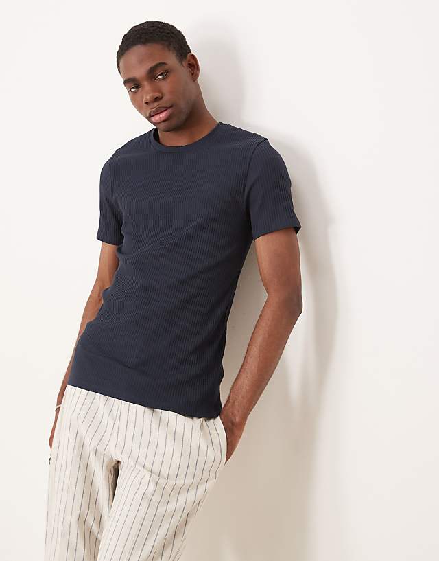 asos ASOS DESIGN Super Heavyweight rib muscle fit t-shirt in navy